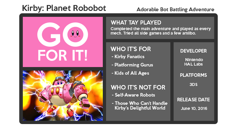 Illustration for article titled Kirby: Planet Robobot: The TAY Review